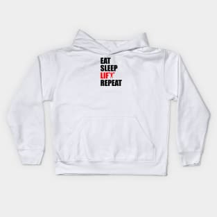 eat sleep lift repeat Kids Hoodie